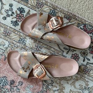 Birkenstock Sandals with Gold Accents